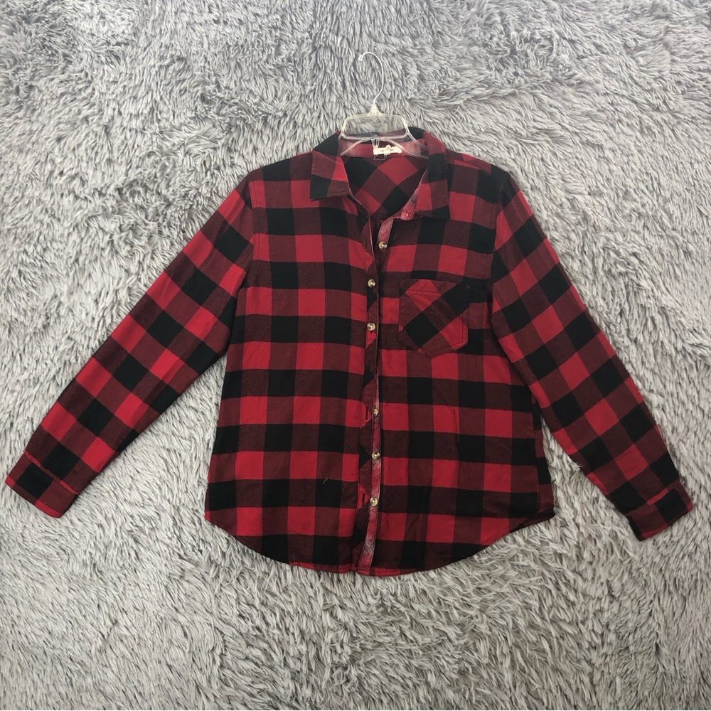 Maurices Shirt Womens Medium Buffalo Plaid Button Up Flannel Shirt